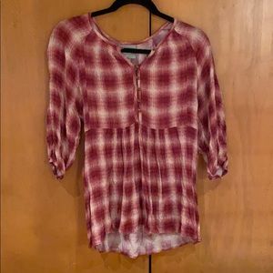 anthropologie magenta patterned blouse